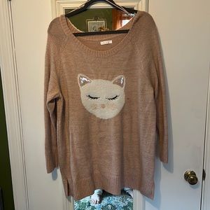 Lauren Conrad pink fuzzy kitty sweater